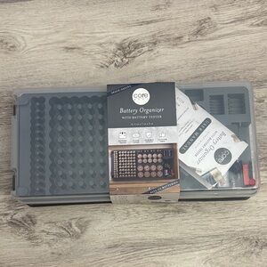 NWT - Core Home Battery Organizer with Tester 116pc 14.5" x 7" x 3" Clear Cover